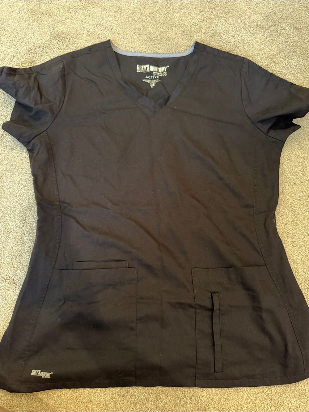 Barco Uniforms Grey's Anatomy Active Scrub Top in Black with Gray Trim